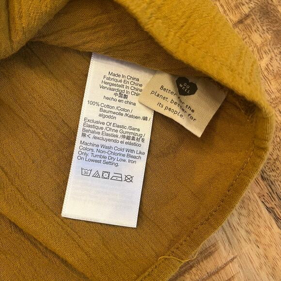 Madewell Lucie Smocked Peplum Top Size 4 Milkmaid Cottage Cotton Mustard Yellow - Picture 6 of 8